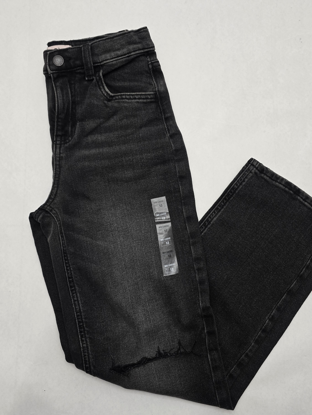 SO Kids Black Washed Skinny Jeans with Distressed Hem
